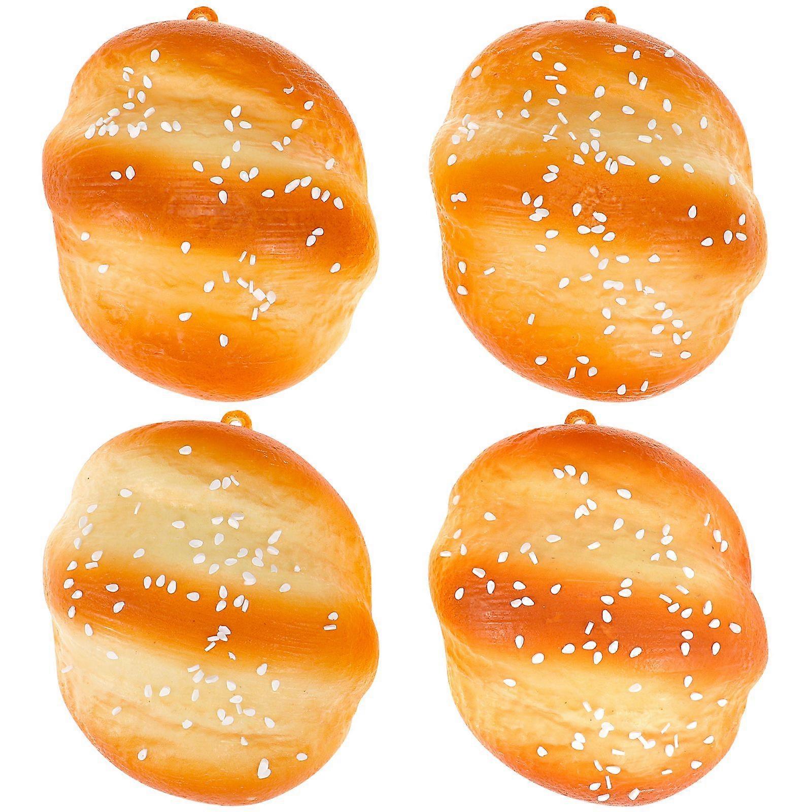 4Pcs Fake PU Bread Artificial Sesame Bread Model Kitchen Photography Prop