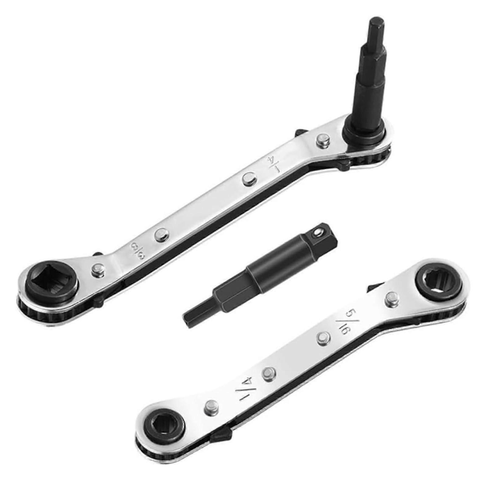 Multifunctional Adjustable Wrench - One Set Ratchet Wrenches, Air Conditioning Tool, Refrigerant Tool, Silver