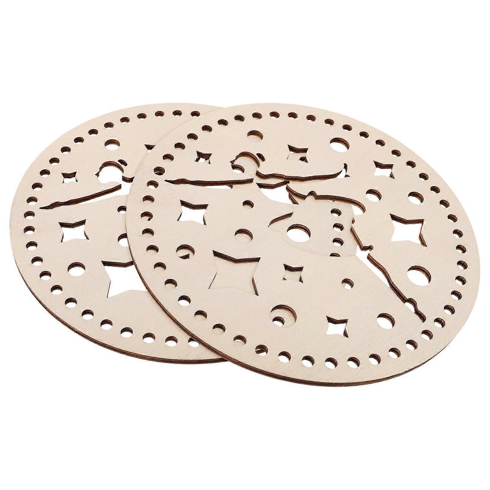 Light Yellow Wooden Crochet Bag Bottom For Knitting Baskets Diy Weaving Shaper Round Shape 14.00X14.00X0.40CM 2Pcs
