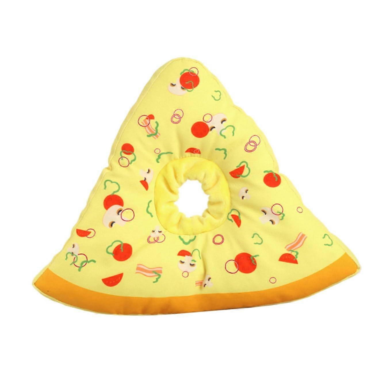 Soft Cat Collar Elizabethan Style Pizza-Shape E-Collar For Bite Prevention 35.50 X 32.00 X 7.00 cm Yellow