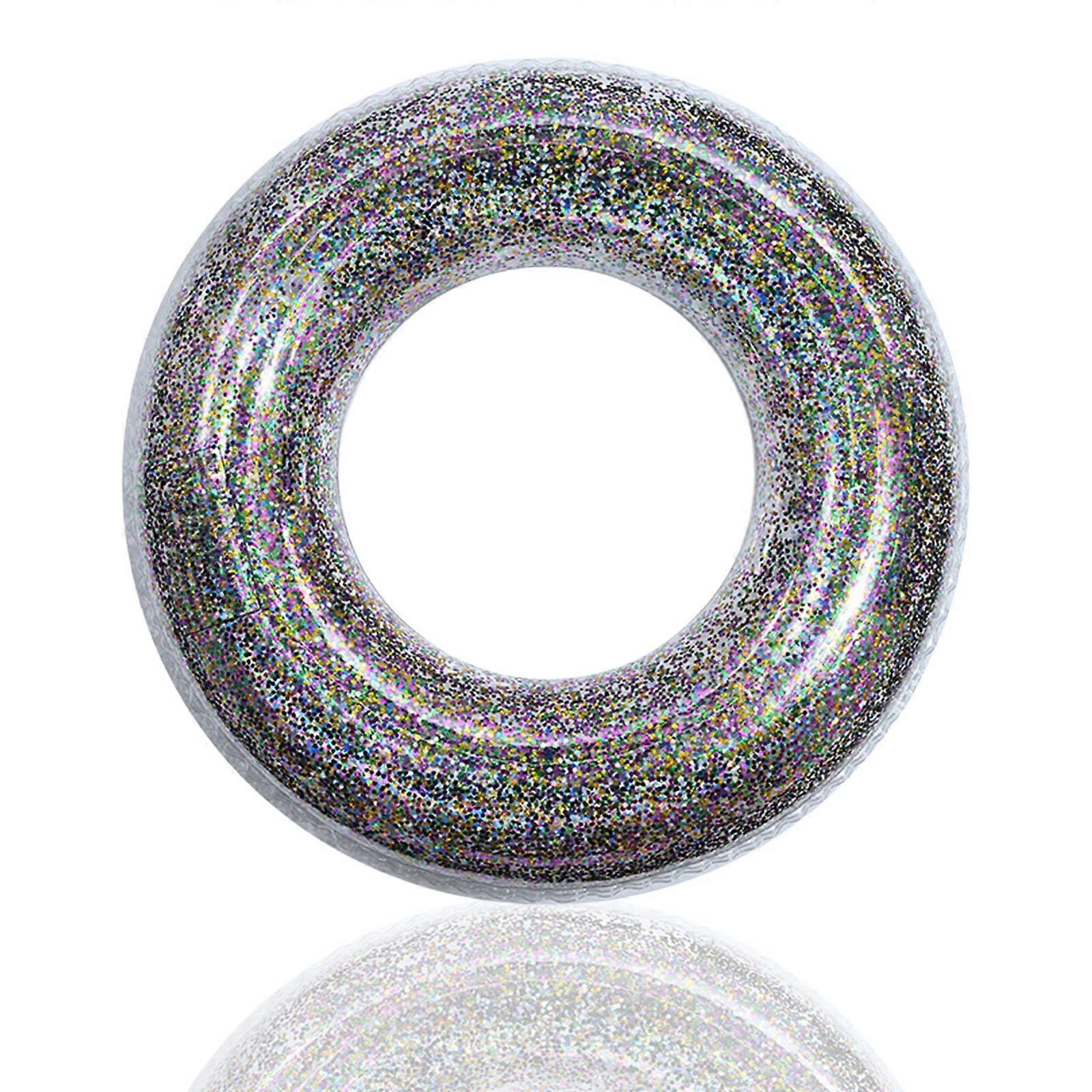 Fluorescent inflatable swimming ring for adults, 90cm PVC pool float.