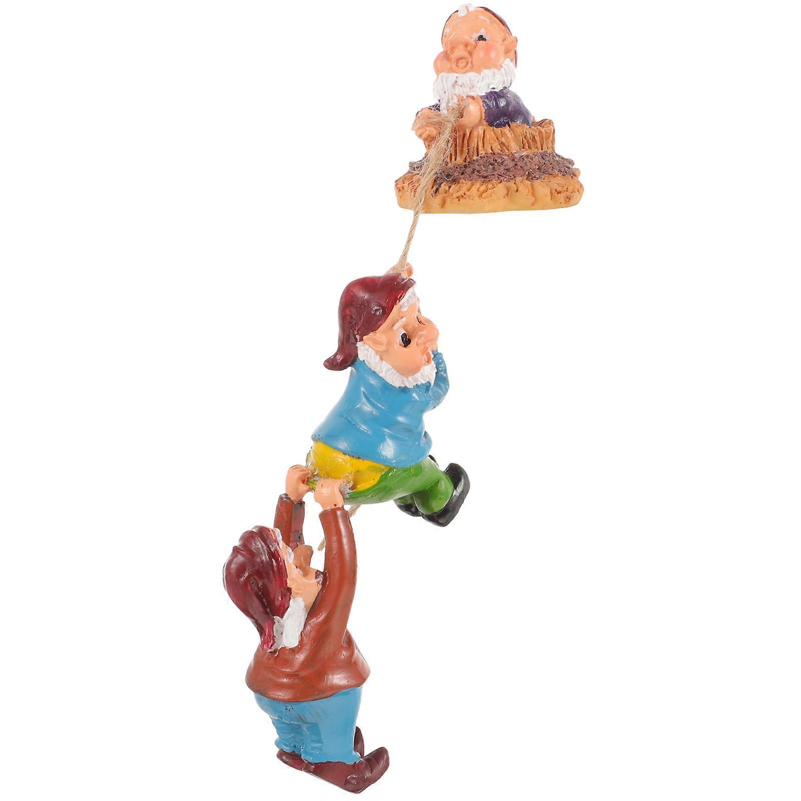 Dwarf Gnome Doll Garden Dwarf Statue Climbing Pendant 21x5.5cm Decorative Item 1 Set