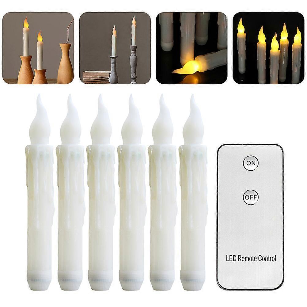 Remote Control Electronic Candle Light Plastic Candle Lamp Set 6Pcs