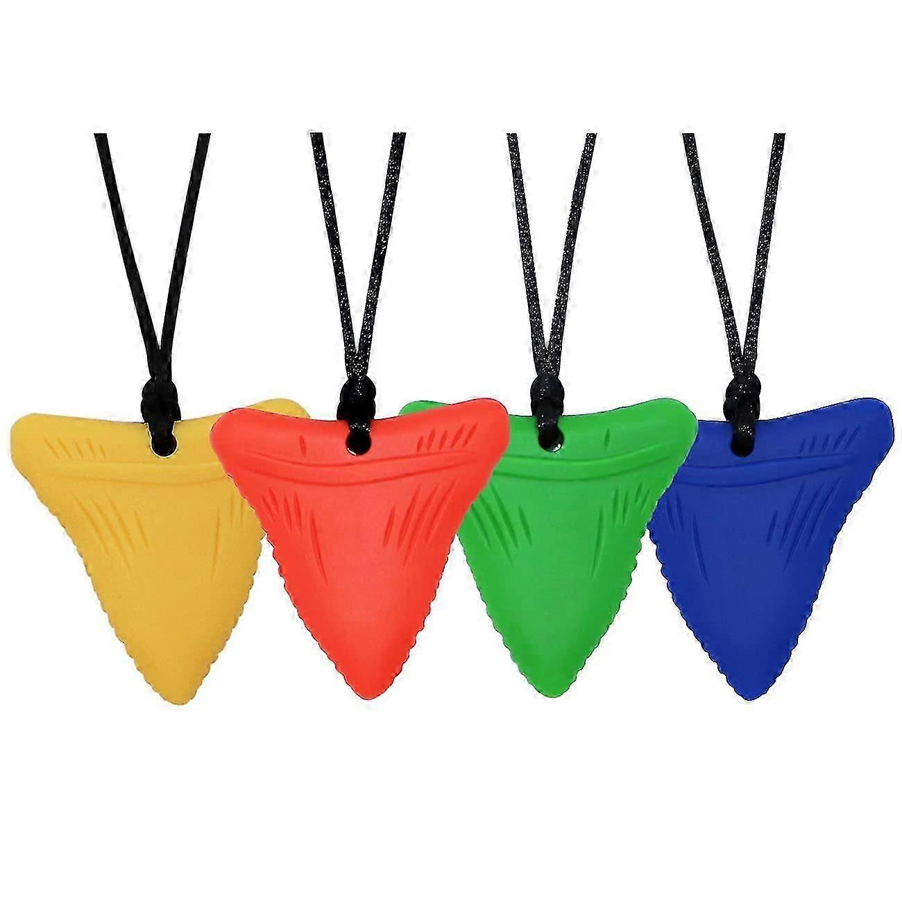 4 Pack Sensory Chew Necklaces Shark Tooth Design for Autism ADHD Fidgeting