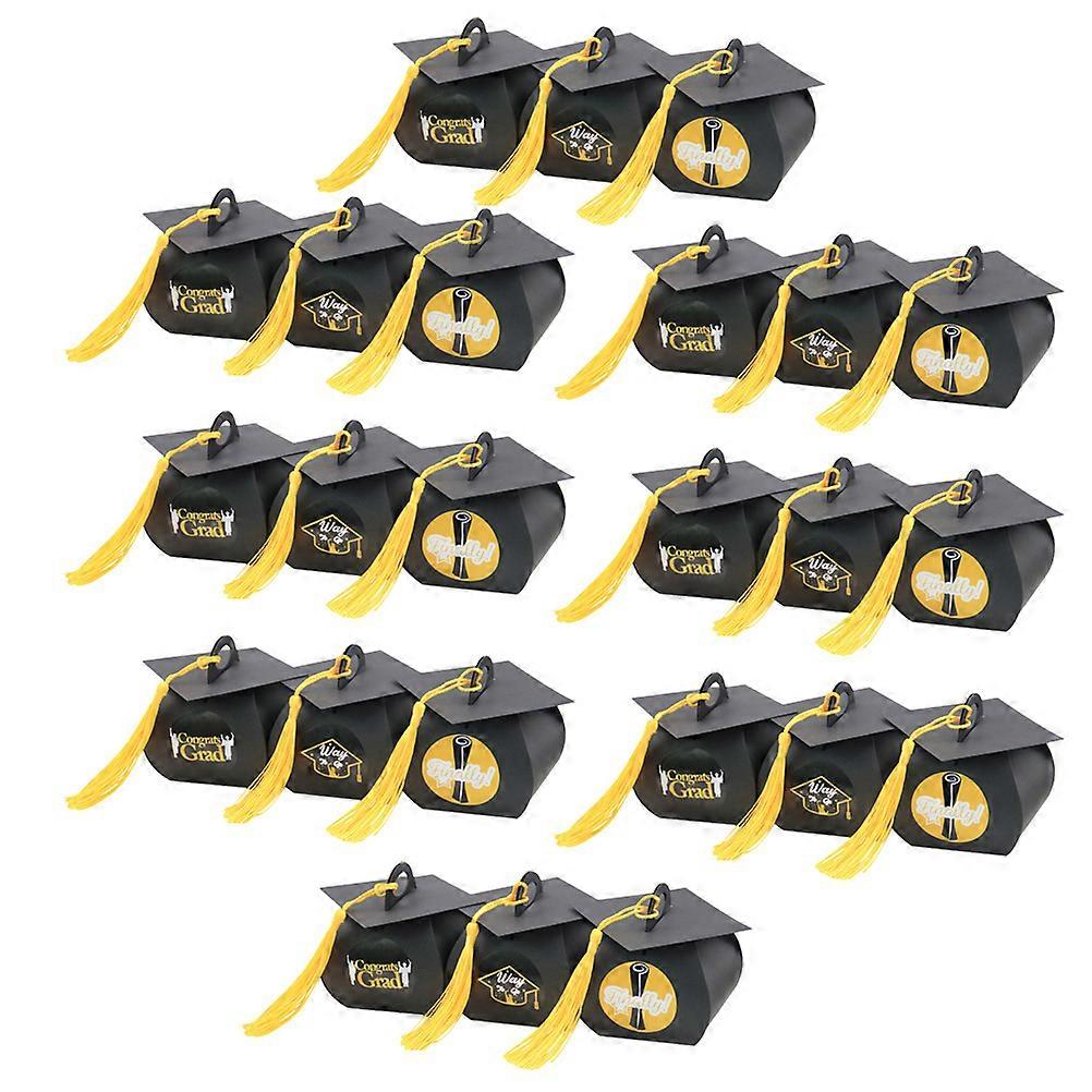 24pcs Graduation Boxes with Creative Bachelor Cap Design Stickers, Elegant Candy Packaging for Special Occasions, Chocolates, Biscuits and Treats