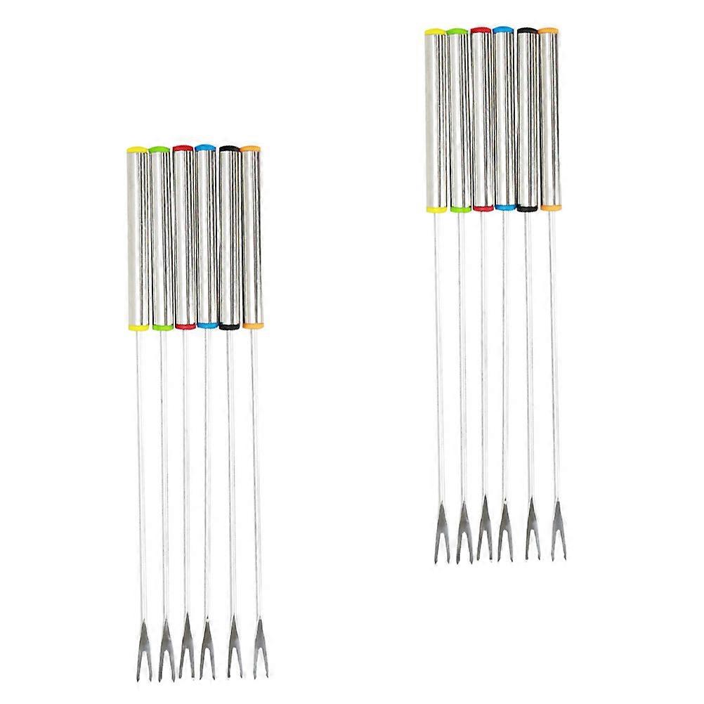 Stainless Steel Chocolate Dipping Fork Set for Fondue and Cheese Perfect for Home Parties Assorted Color 12Pcs