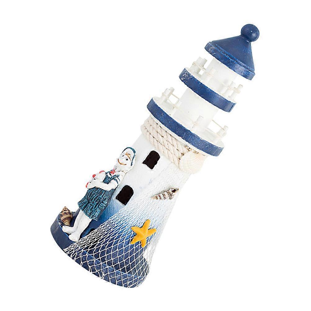 Retro Design Lighthouse Model Synthetic Material Nautical Themed Rooms Lighthouse Home Decorations 24.5X9.5X9.5CM 1Pack