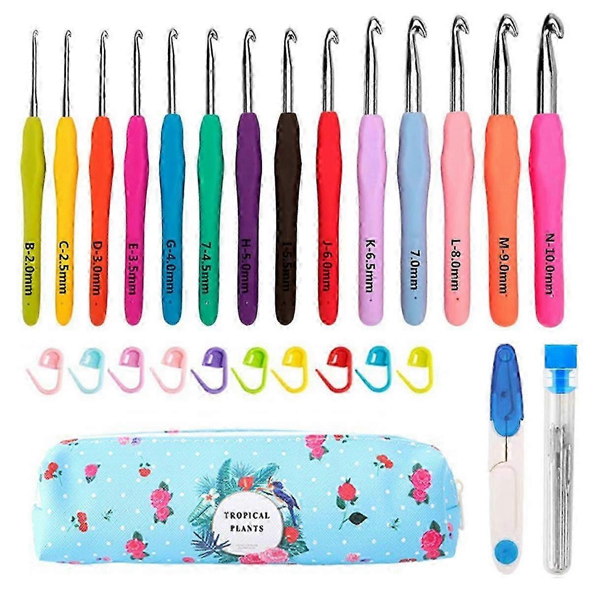 14 Sizes Crochet Hooks Set with Case for Arthritic Hands SZRH A-J