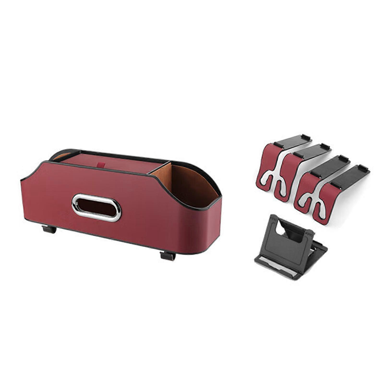 Car Back Seat Organizer with 2 Drink Cup Holder Tissue Box and Storage Box Hook Multi-functional Storage Box Multicolor