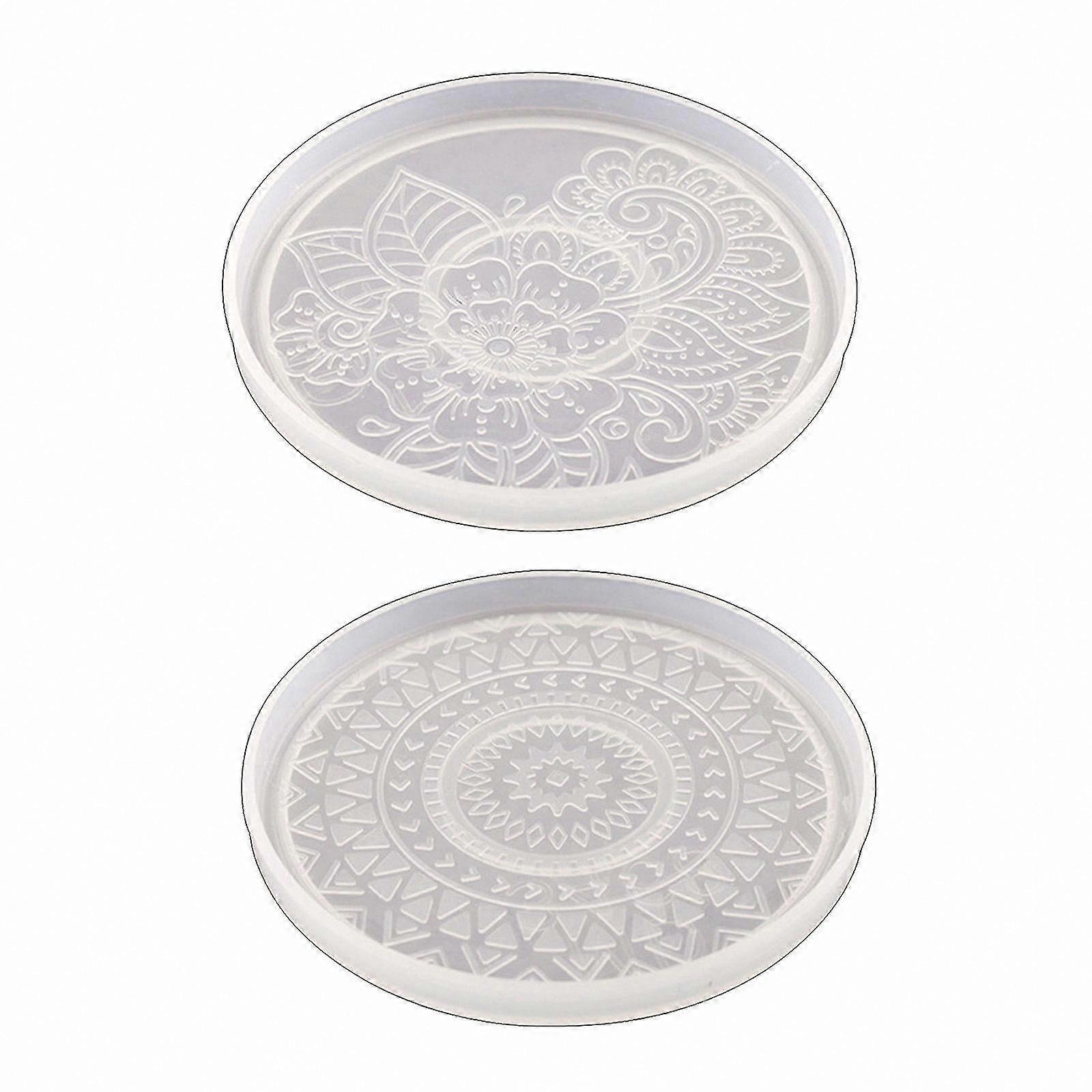 Silicone Mold for Epoxy Resin Round Patterned Coaster Handmade Cup Mat Mug Pad Craft Tool