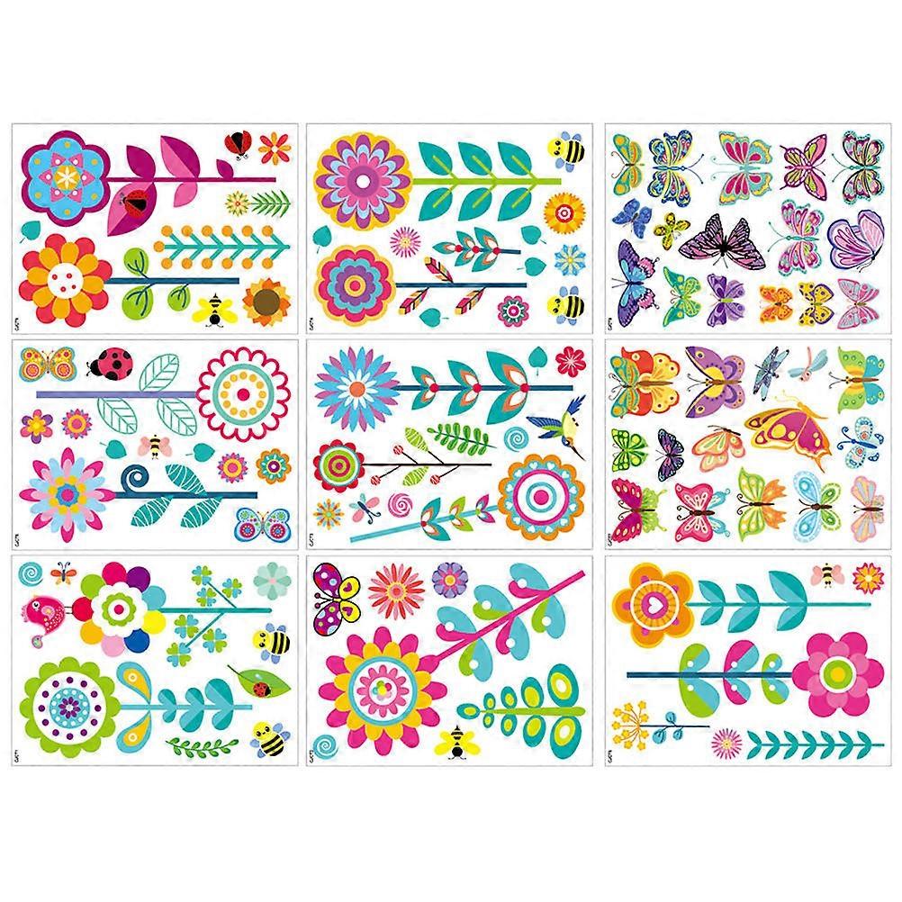 Static Window Decals Festive Atmosphere PVC Material Flower Shape Easy to Apply Glass Windows 9 Sheets