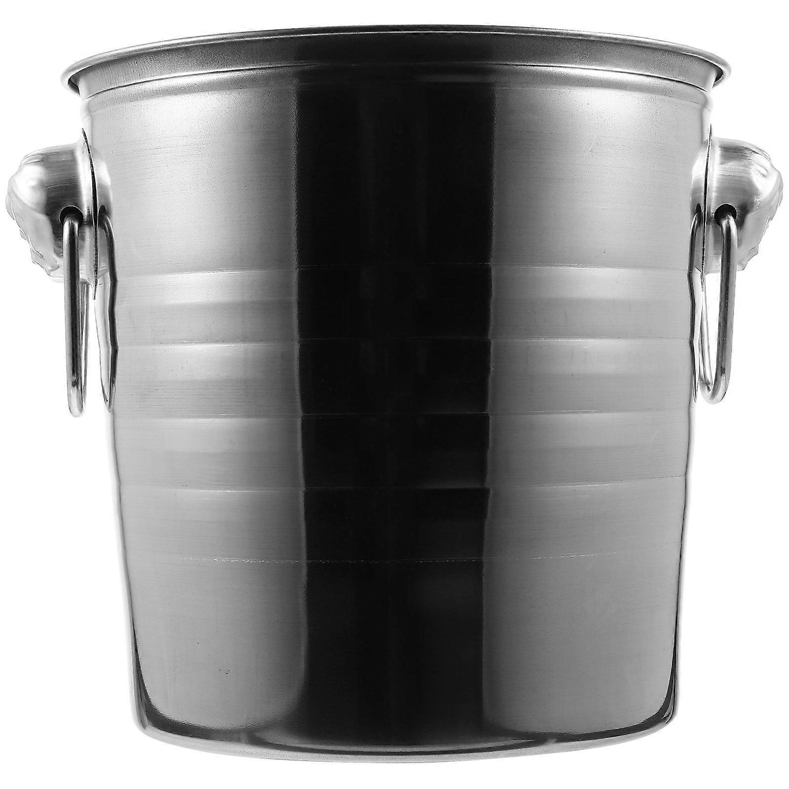 Stainless Steel Ice Bucket with Handle for Beer Wine Bottles, Thickened Design, Smooth Edges, Medium Size, Silver, Party Festival Home Use
