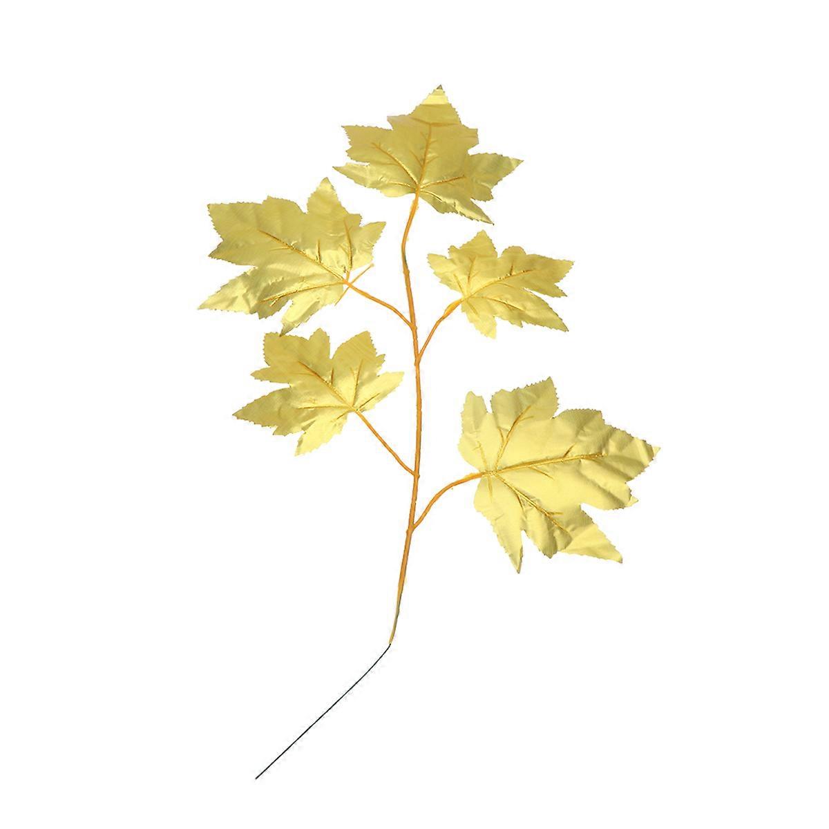 Golden Silk Artificial Maple Leaf Branch for Decor Lifelike Craft Material Great for DIY Accessories 5pcs Leaves in 1 Branch