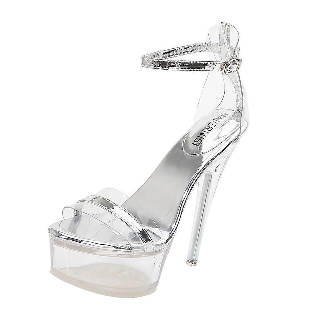 Clear Strap Heels Female Summer Sandals High Heel Easy to Put On and Off PVC Material 1 Pair