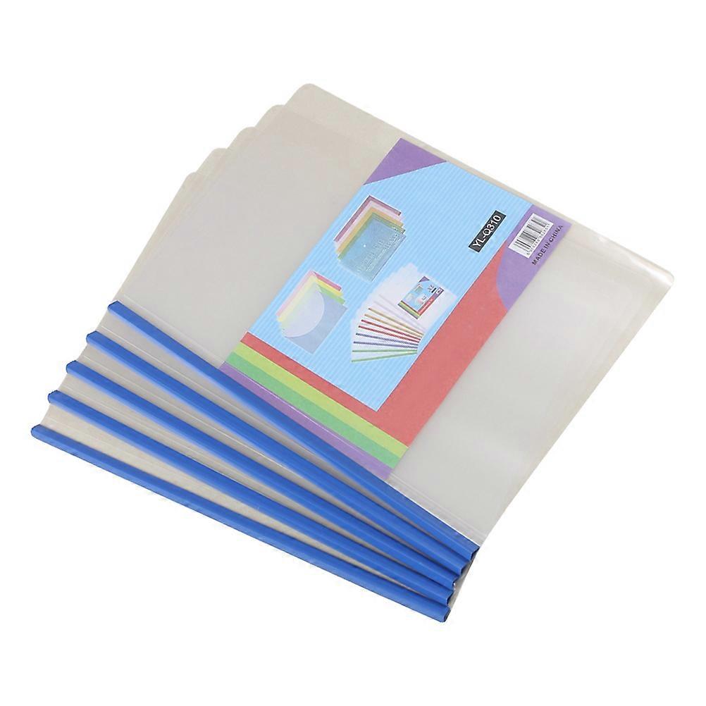 Transparent Slide Clamp Folders for File Protection A4 Size Blue PP Material 10 Pieces