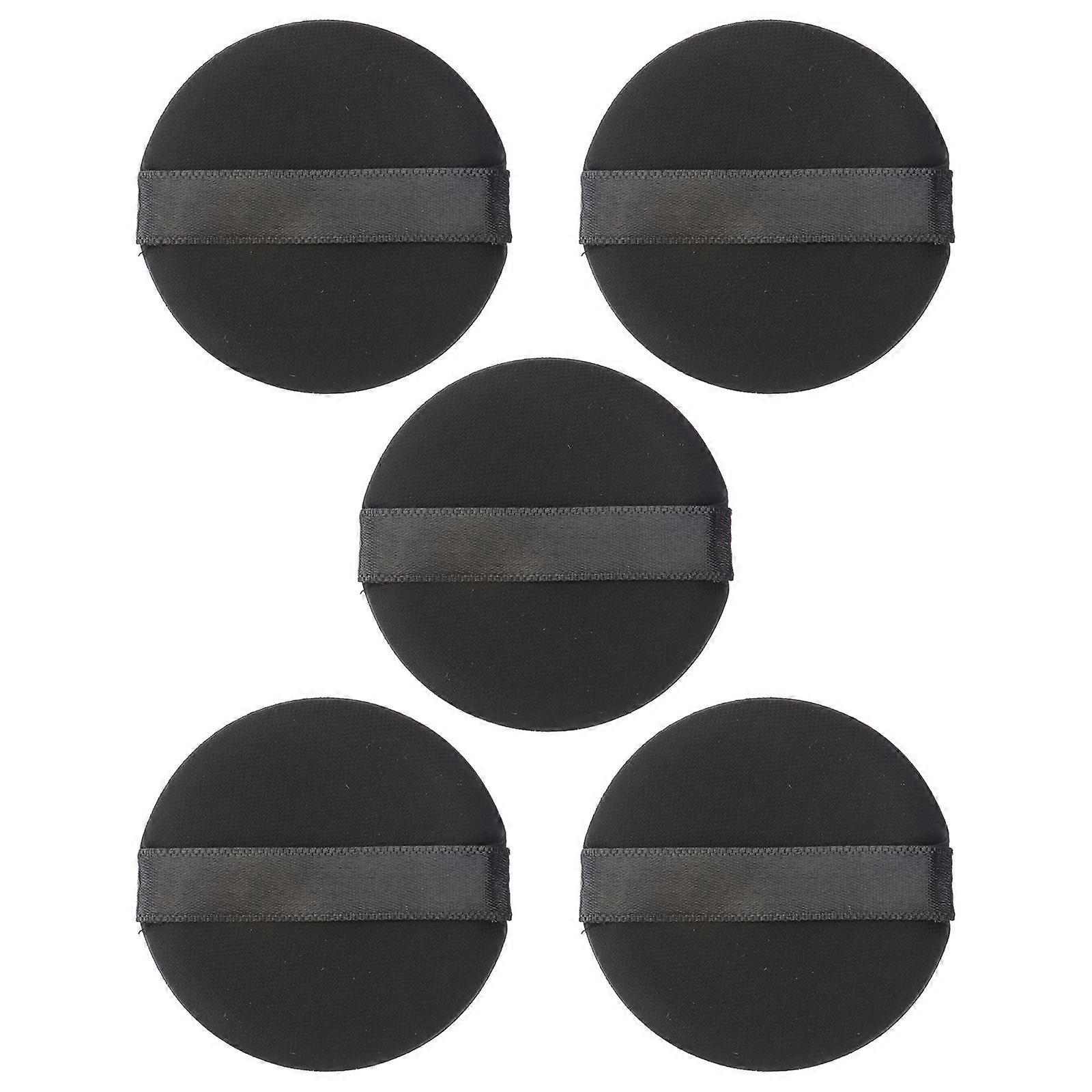Round Powder Puff Non-latex Bouncy Cosmetic Accessory Fabric Travel Use 5Pcs
