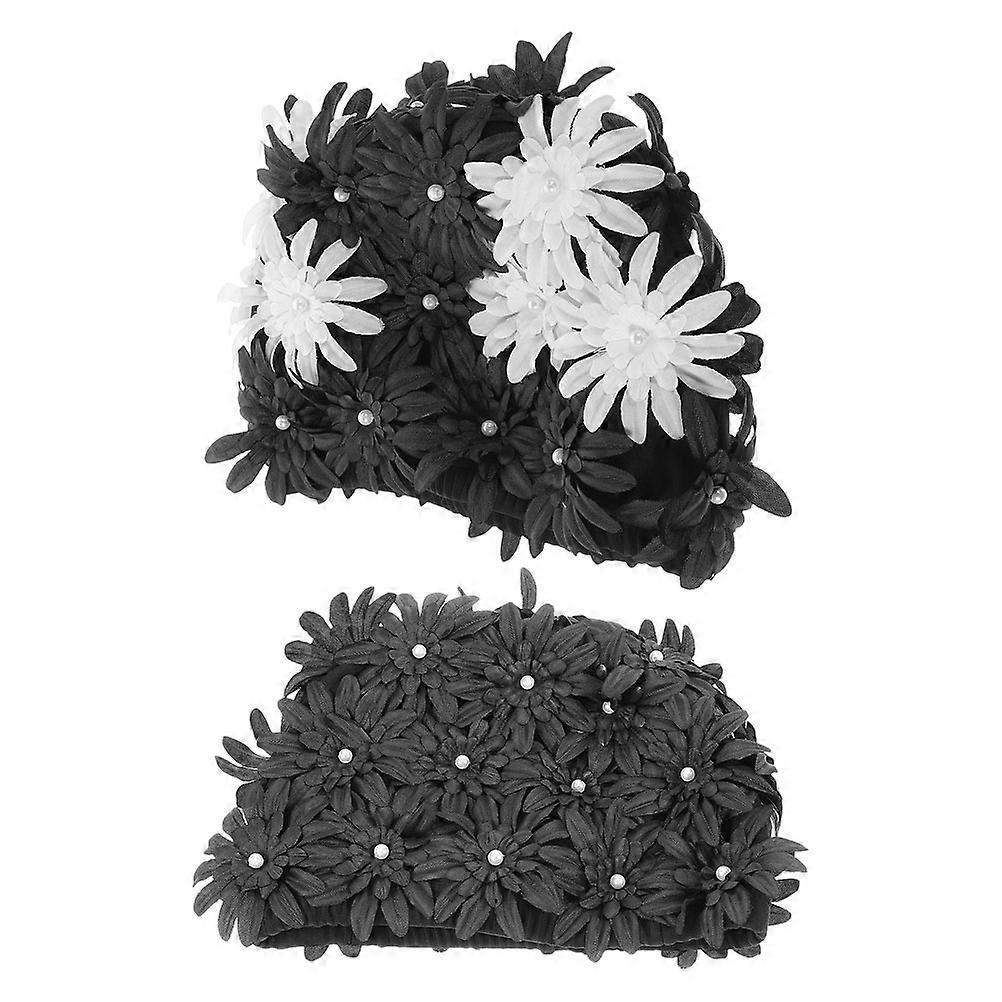 Waterproof Hair Protection Swimming Caps For Long Hair Fabric Material Round Shape Versatile Use Summer Swim Cap 2Pcs