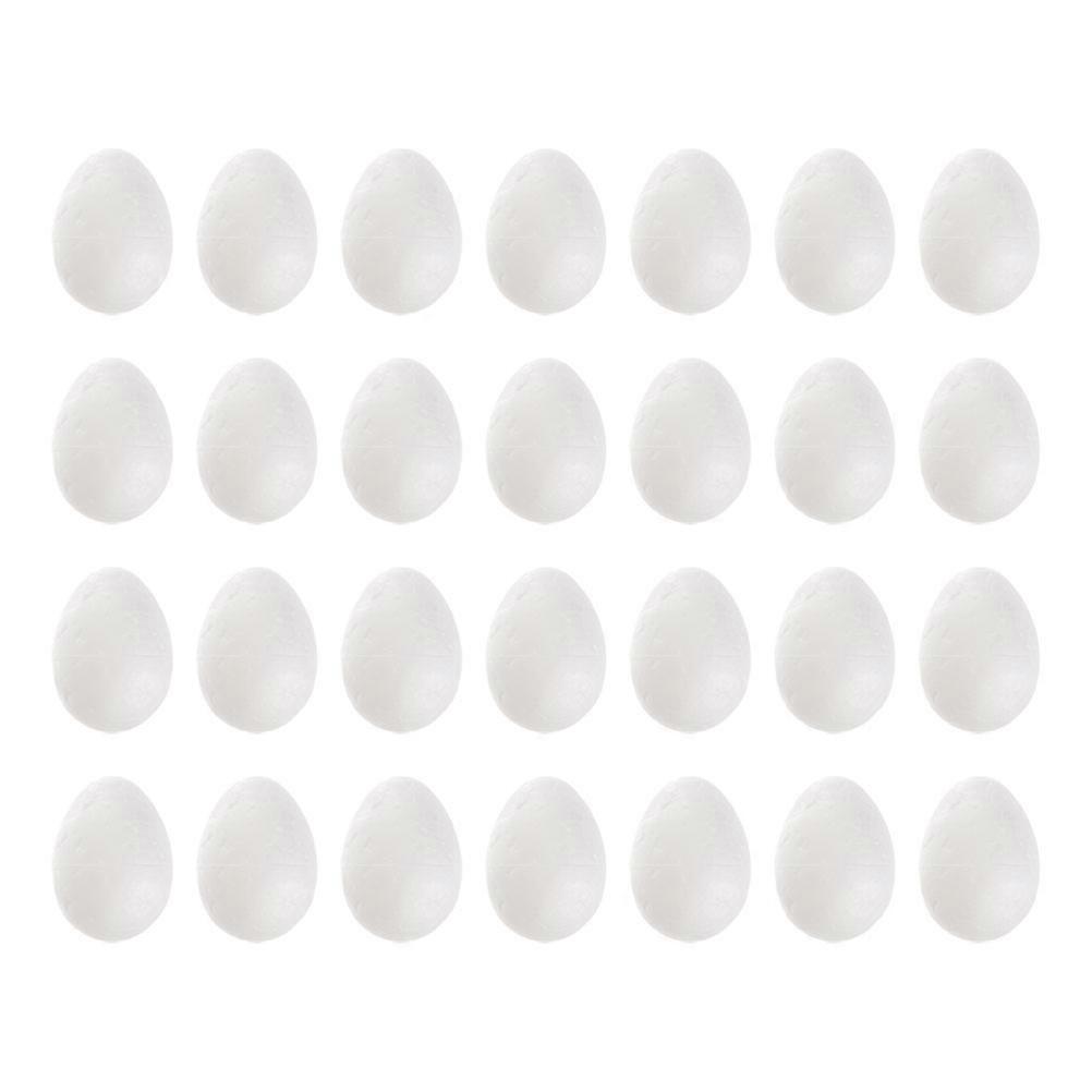 FRCOLOR 50pcs Blank White Foams Easter Eggs for DIY Crafts Party Decorations Simulation Egg Projects Desktop Painting and Decorating