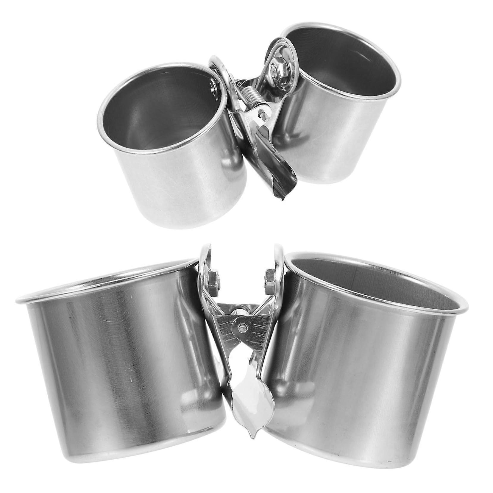 Set of 2 Stainless Steel Bird Bowls for Parrot Bird Feeder Bowls Water Feeder Accessories Bird Feeder Cups for Bird Cages Rustproof