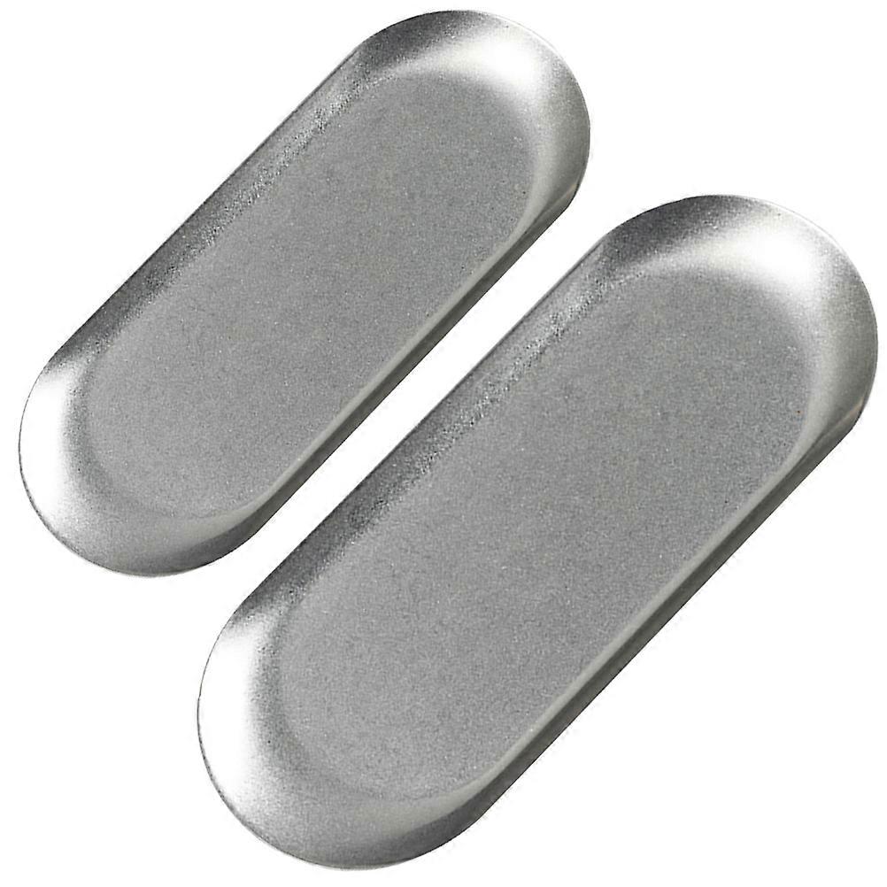 Stainless Steel Serving Tray for Storage Use Grey Retro Design with Delicate Shape 2pcs