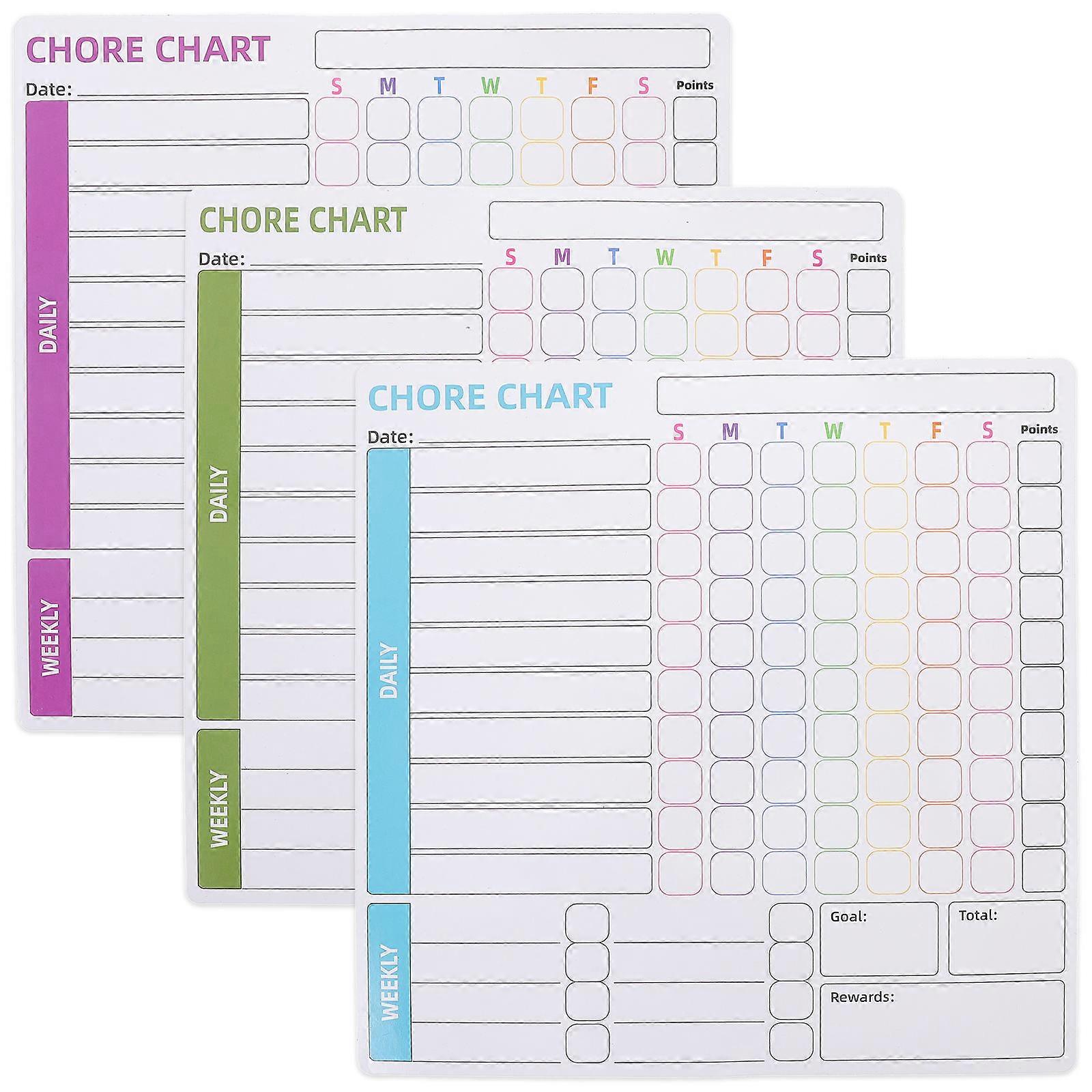 Magnetic Behavior Chart with PET Rubber Magnet for Teens Daily Schedules 3pcs Multi