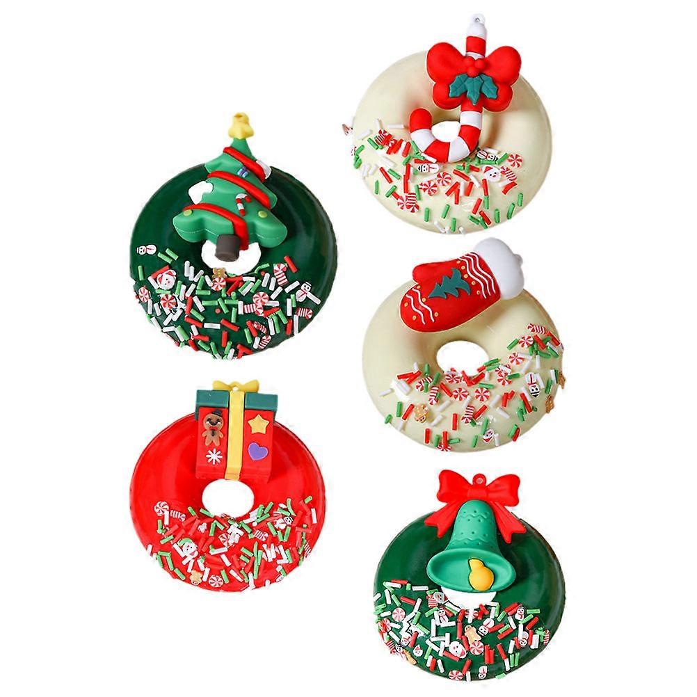 Tabletop Donuts Decor Simulation Donut Bread Props Christmas Party Donut Shape 7.5X4CM 6Pcs