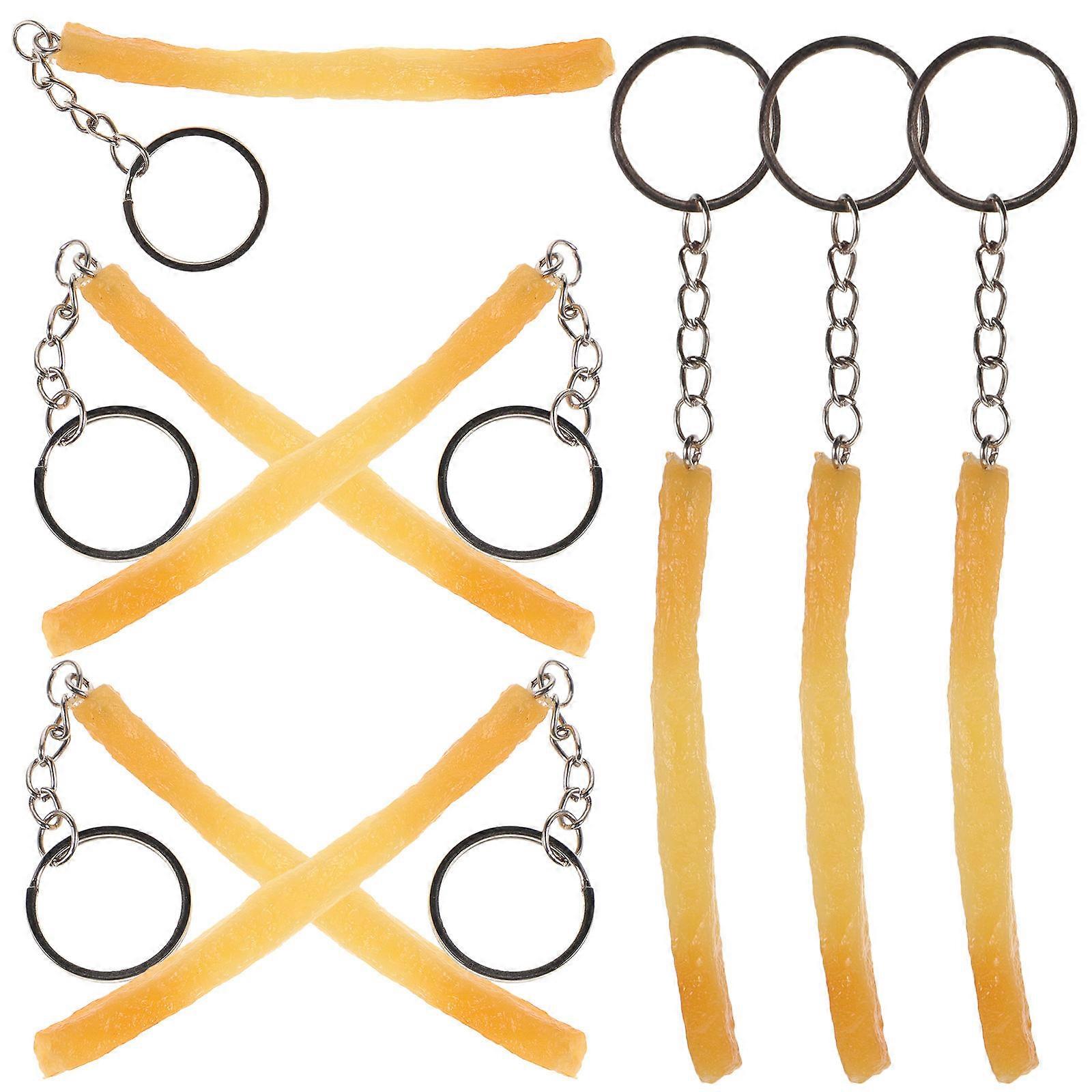 Creative Imitation Food Keychain Fried Chips Shape Realistic Design Multi Color 9.50X0.80X0.50CM Pendant For Bag 8Pcs