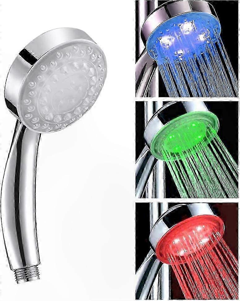 Color-Changing LED Shower Head with Temperature Sensor for Bathroom Use
