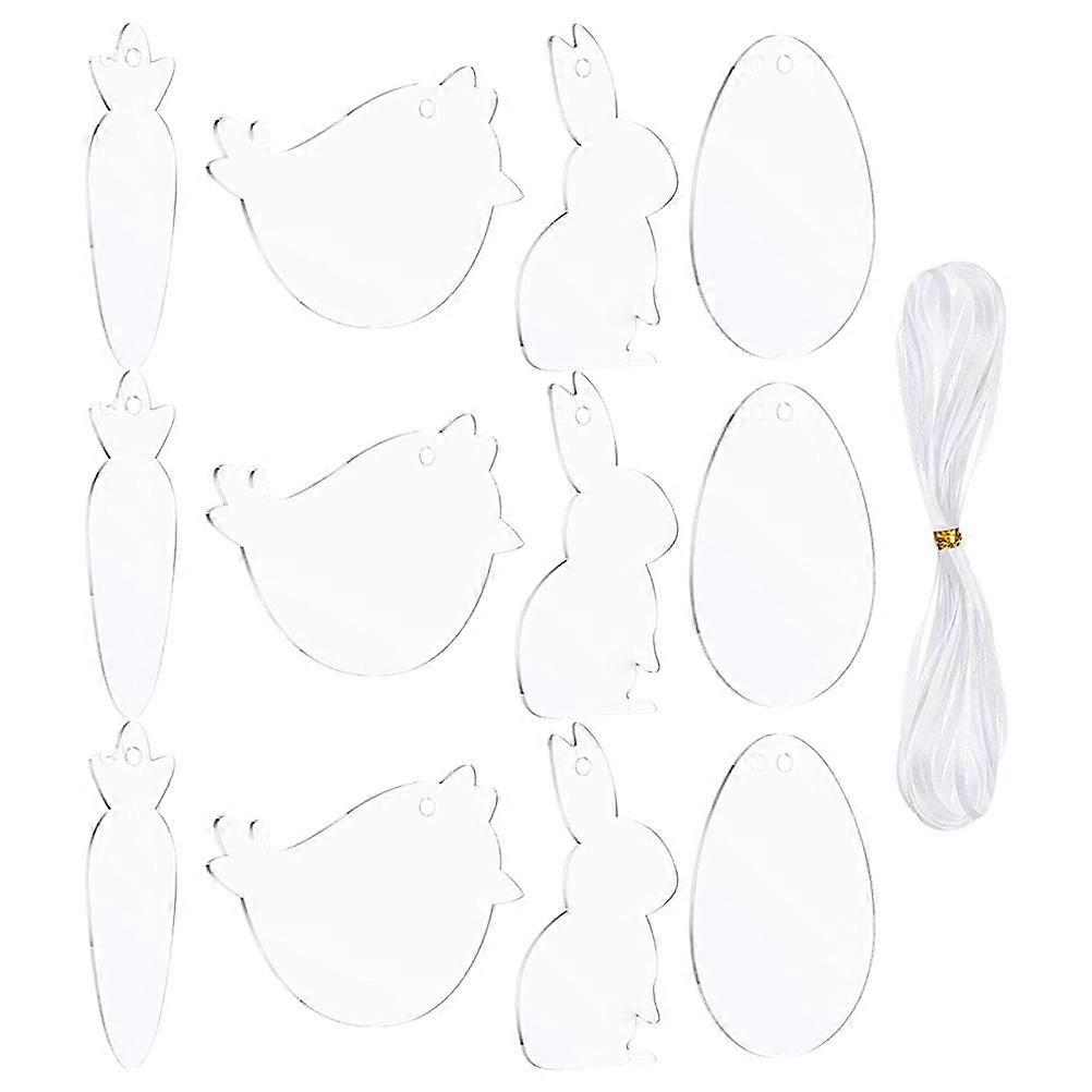 12pcs Easter DIY Acrylic Carrot & Egg Pendant Set for Lightweight Blank Painting Boards – Creative Crafting with Smooth, Polished, Safe Surfaces for