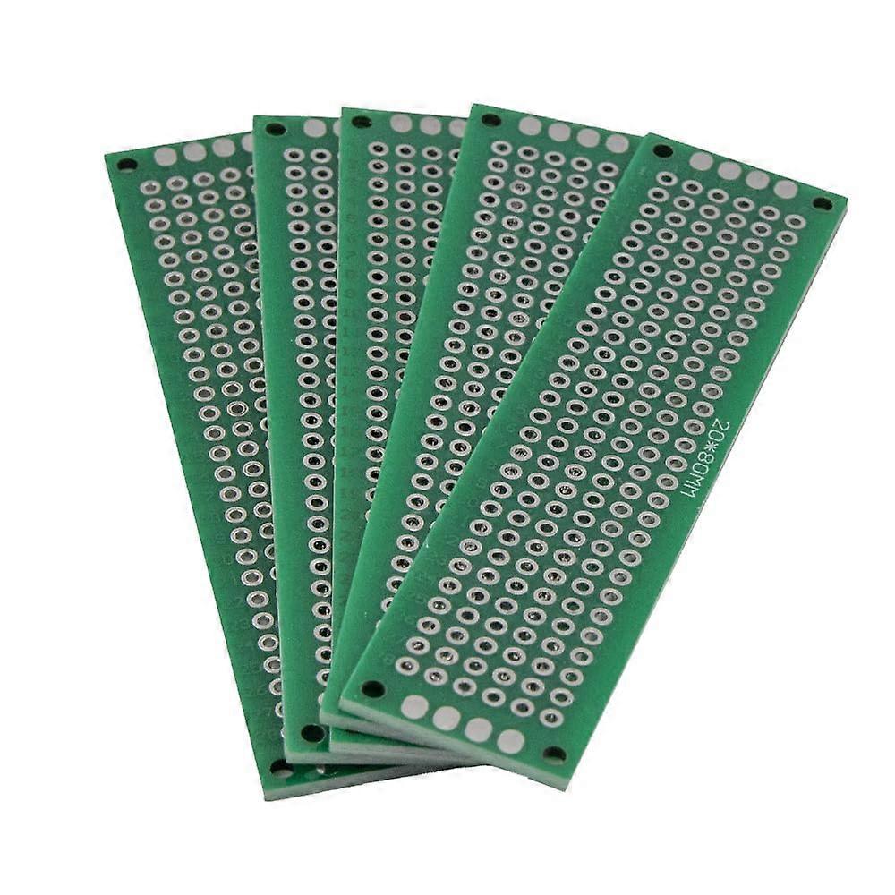 5x Double-Sided Perforated Grid Board 2x8 cm Prototyping Perf Board for Arduino and Atmel Projects