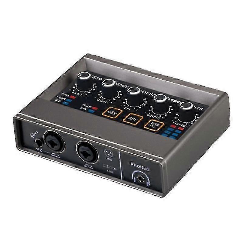 Professional Audio Interface 48kHz Sound Card for Guitar, Live Broadcast & Studio Recording - Karaoke Compatible