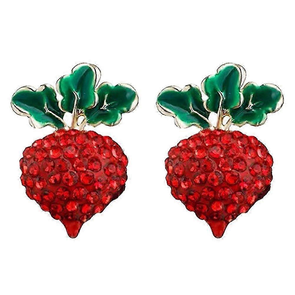 Rhinestone Dangle Earrings: Unique Fruit and Vegetable Design