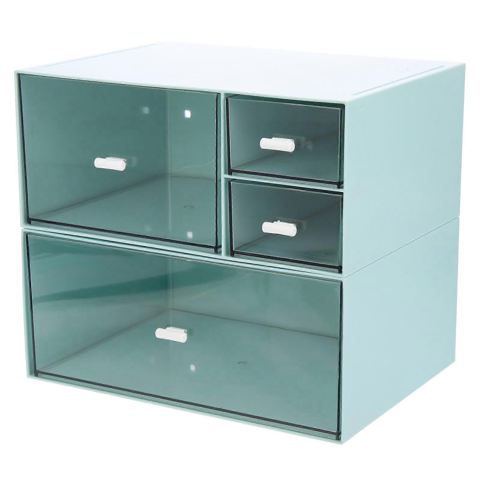 Clear Stackable Drawer Storage Box Set Multi Purpose Organiser for Makeup, Jewelry, Cosmetics & Pantry Items Sky Blue