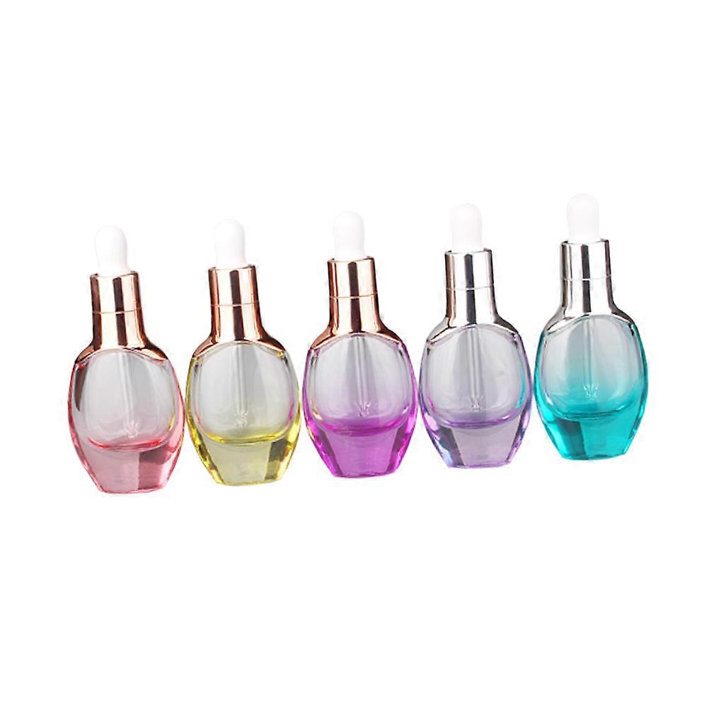 5pcs Essential Oil Dropper Bottles – Durable Subpackaging Bottles with Droppers for Aromatherapy – Orange, Golden, Dark Purple, Light Purple, Blue