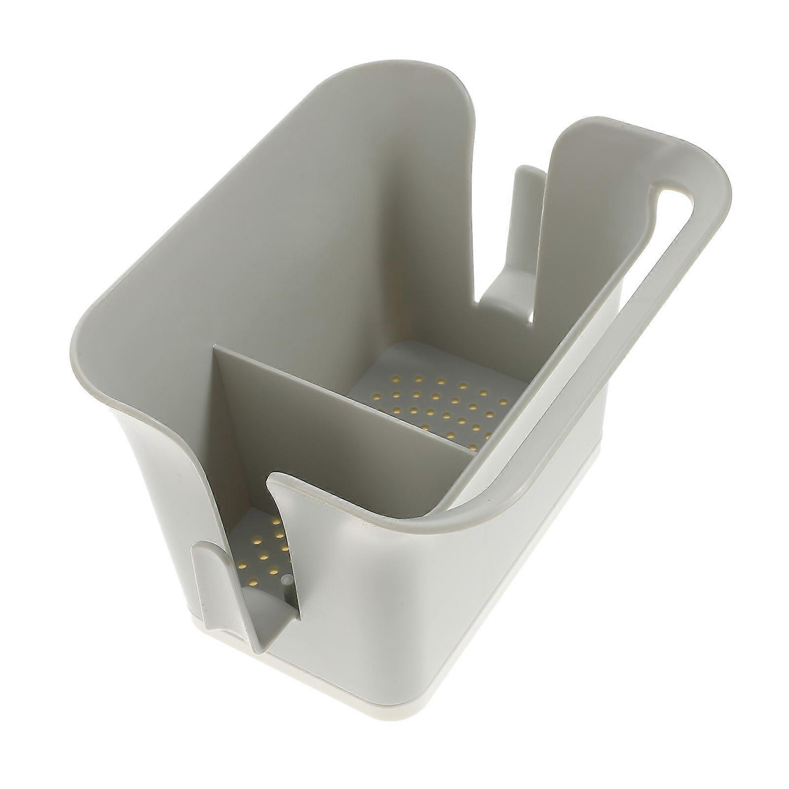 Removable Sink Storage Rack with Open Bottom for Fast Draining and Kitchen Organization in Grey ABS