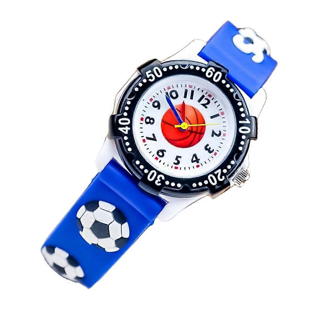 Boys Basketball Pattern Digital Watch For Children Learning Blue Cartoon Style Round Watch 1Pcs