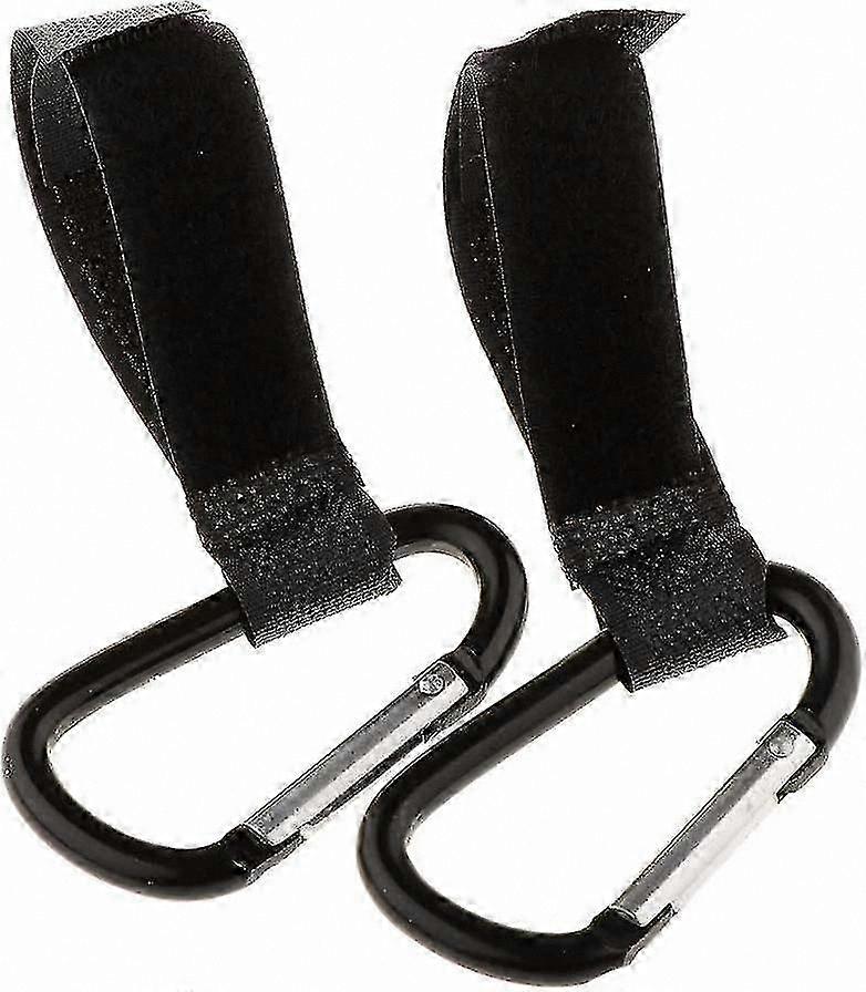 Black Stroller Accessories - 2 Pack Clips with Hoop Hooks for Strollers