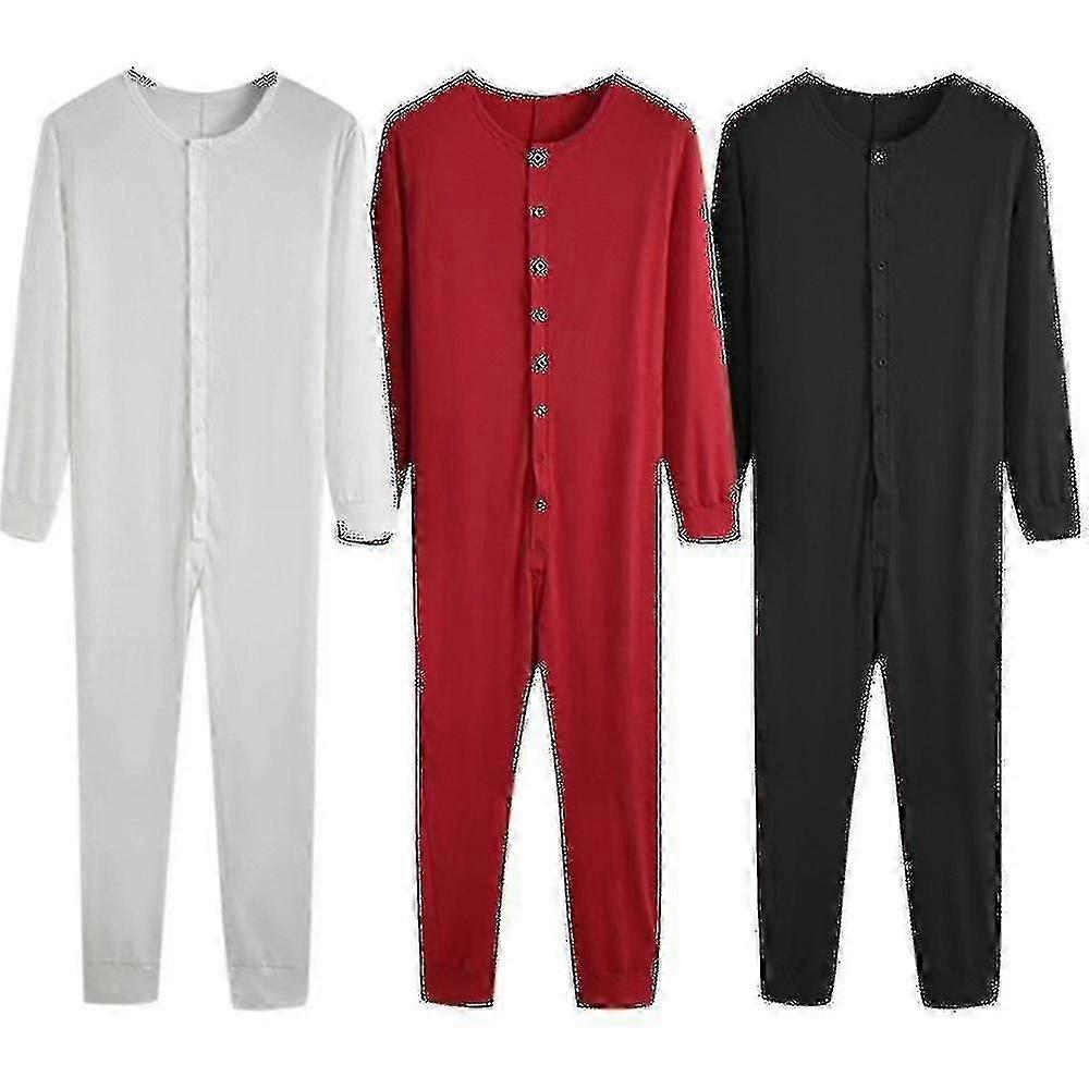 Herren One Piece Long Johns Night Pyjama