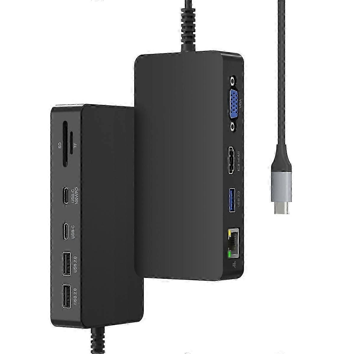 USB C Surface Dock with Power Supply, 11 in 1 Docking Station, Triple Display with 2 HDMI+VGA for Surface Pro Devices