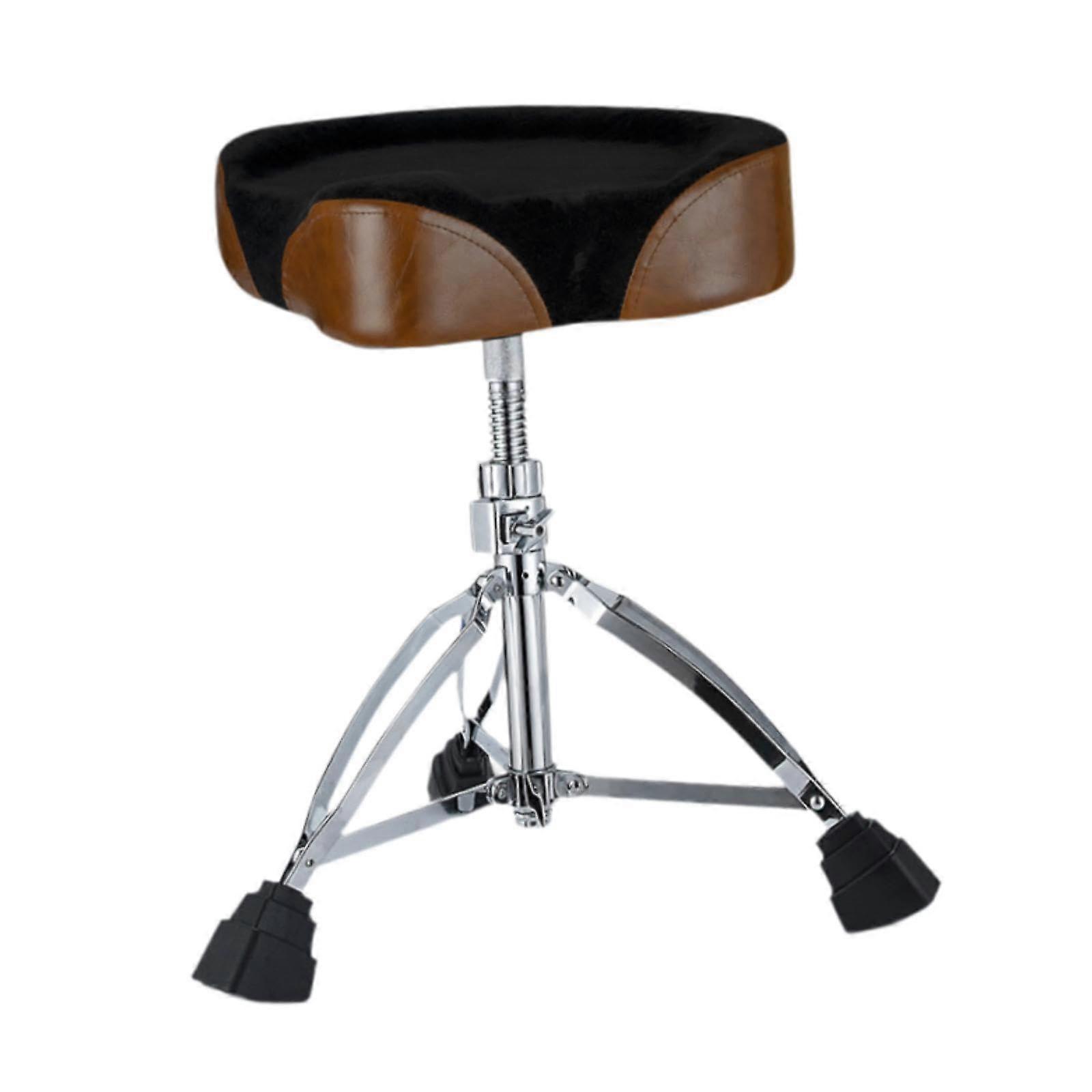 Drum Stool, Height Adjustable, Density Sponge, Thickened 28 mm Tube Drum Stool with Tripod Base, Brown Saddle Surface