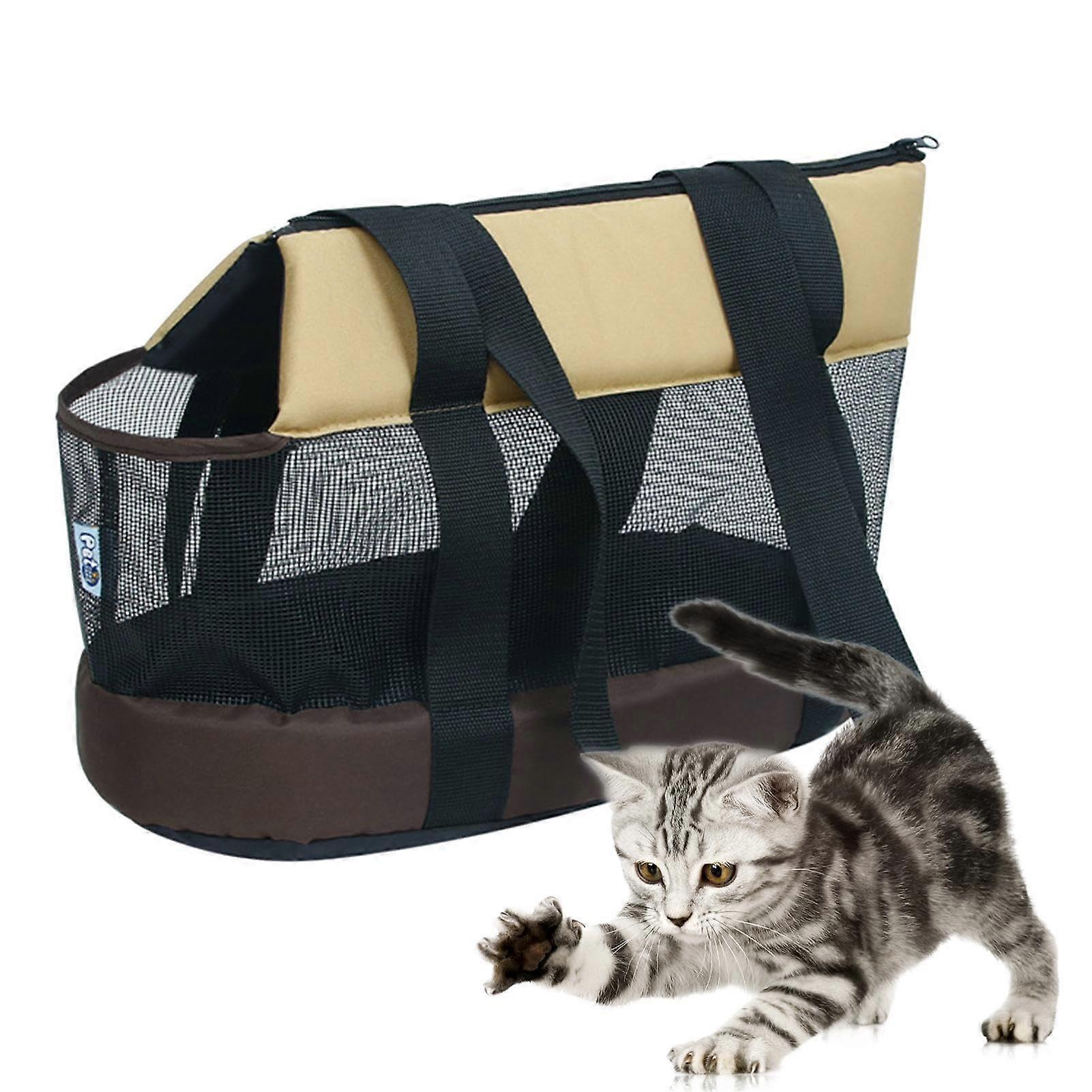 Puppy Comfort Portable Foldable Pet Bag, Soft-Sided Travel Bag For Cats And Dogs, Large Brown