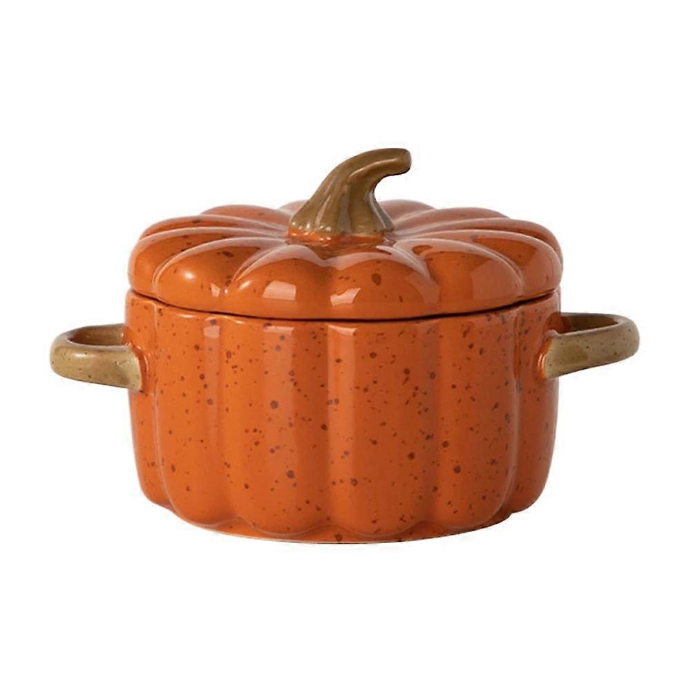 Pumpkin Ceramic Bowl with Lid Microwave / Dishwasher / Soup