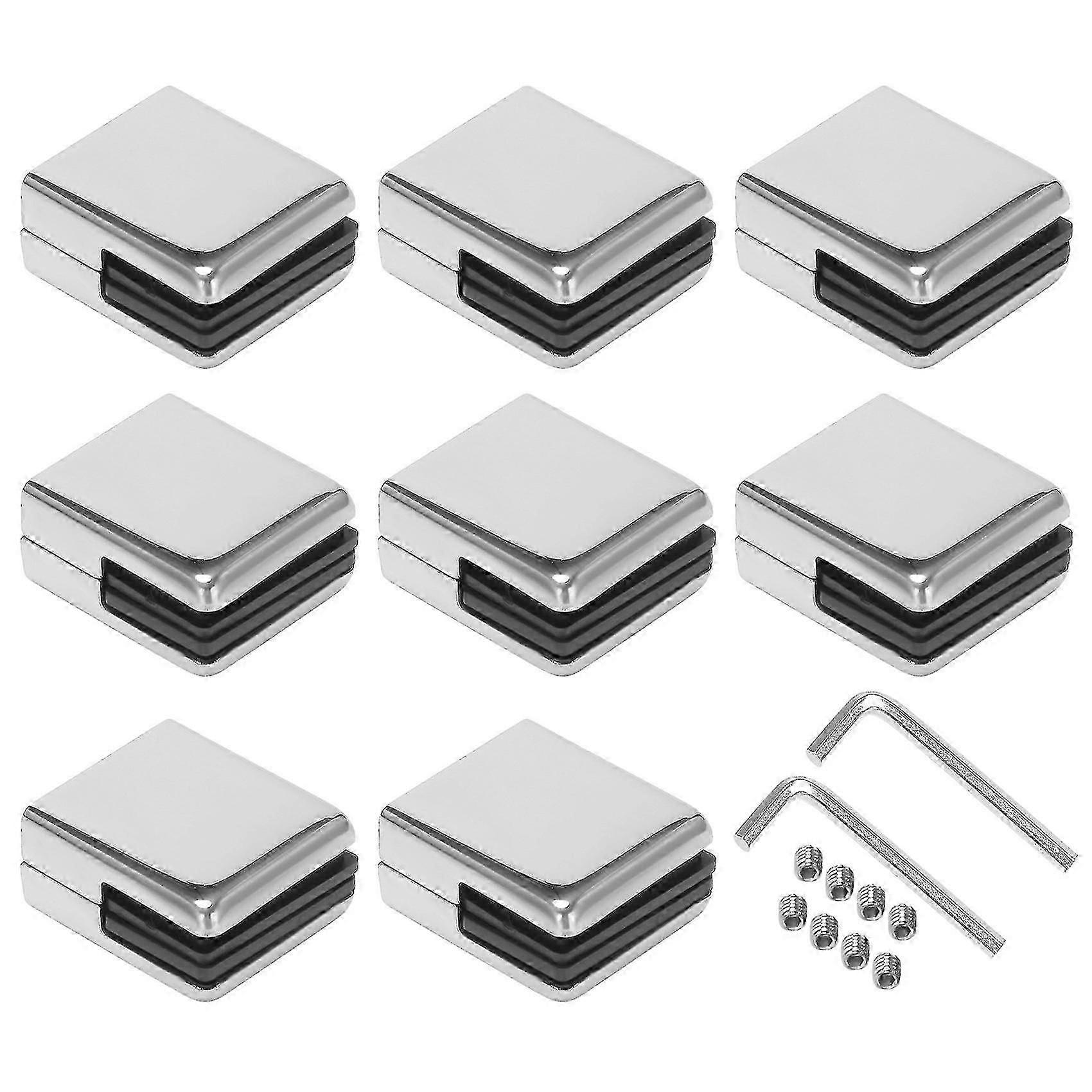 مشبك زجاجي 8-10 مم 8 قطع من الفولاذ المقاوم للصدأ 304 مشابك زجاجية قابلة للتعديل قوس زجاجي مسطح الظهر لبال - jjS