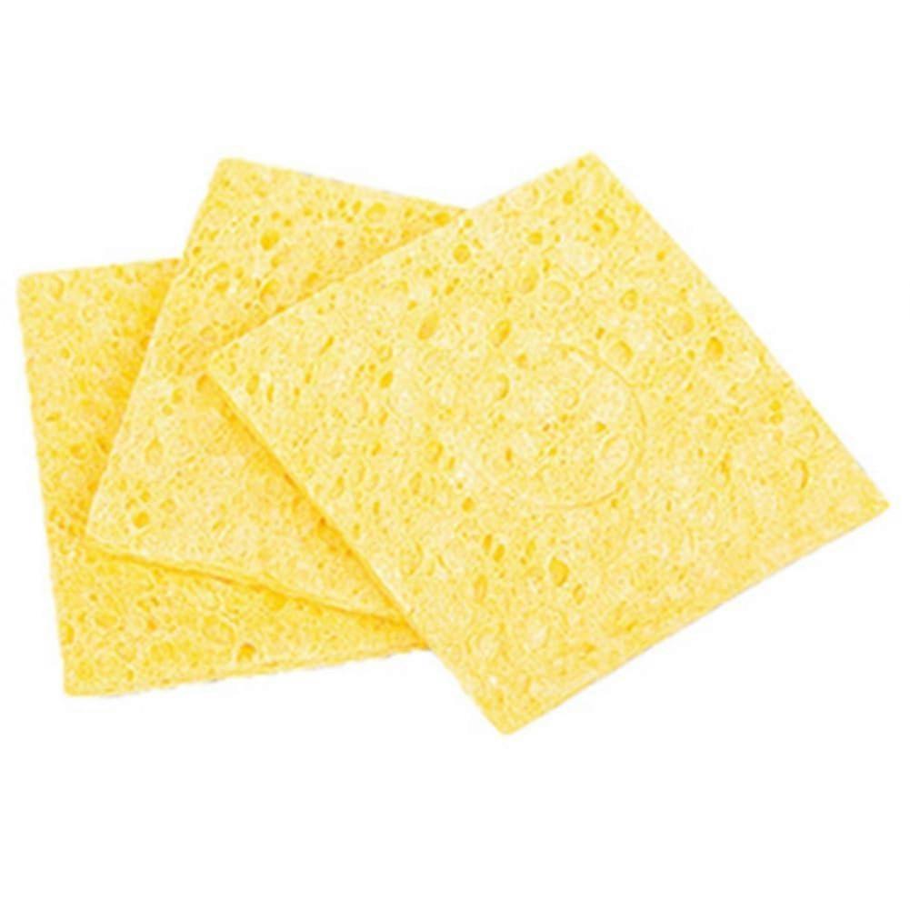 Soldering Iron Tip Cleaning Sponge, High-Temperature Resistant, Yellow Square Design for Efficient Cleaning