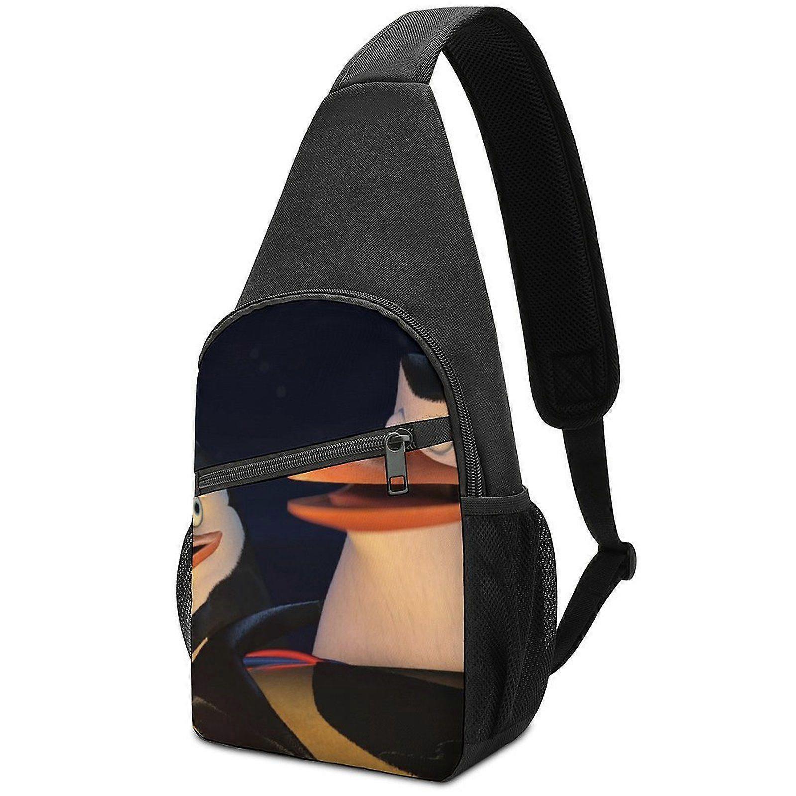 o12373 The Penguins of Madagascar Durable Oxford Crossbody Bag and Backpack with Detachable Buckle, Secure Key Rope, and Comfortable Sponge Padding p1