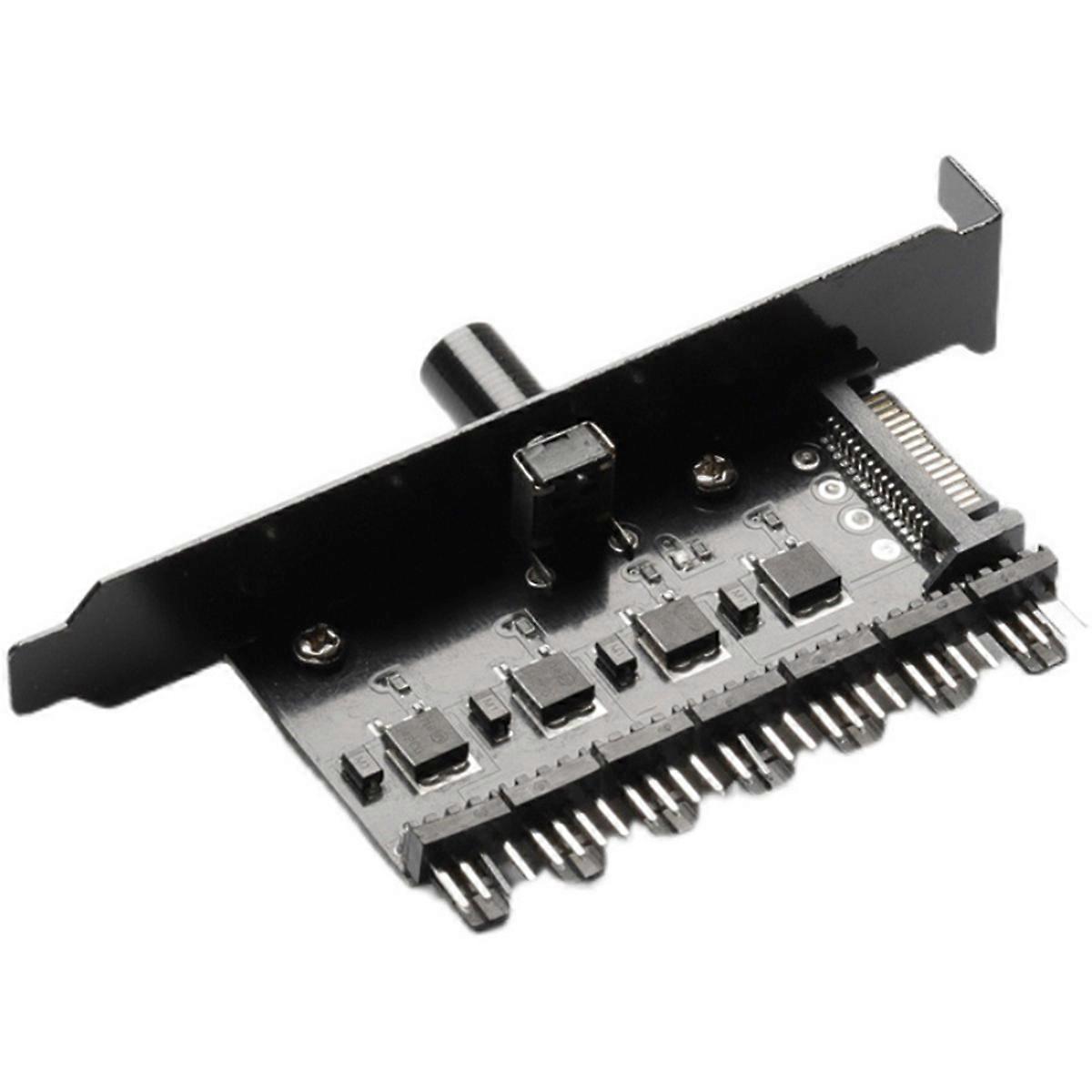 7-Channel Cooling Fan Hub Speed Controller Cable Splitter Charging Radiator for PC Case Temperature