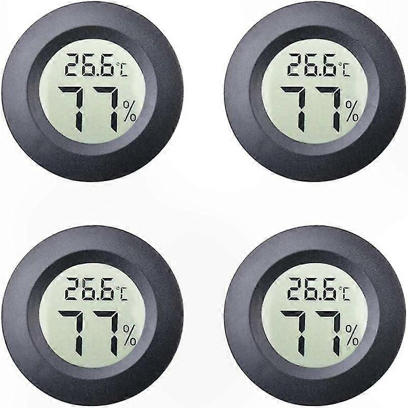4-Pack Digital LCD Hygrometer Thermometer for Indoor Use, Humidity and Temperature Monitor for Celsius and Fahrenheit, Ideal for Humidors and Incubato