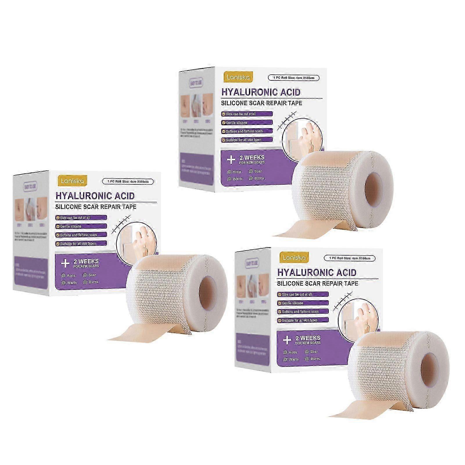 شريط سيليكون لعلاج الندبات بحمض الهيالورونيك، مناسب للعمليات الجراحية، والولادة القيصرية، والجُدرات، والحروق، وشريط سيليكون لعلاج الندبات - 4 سم × 1.5 متر