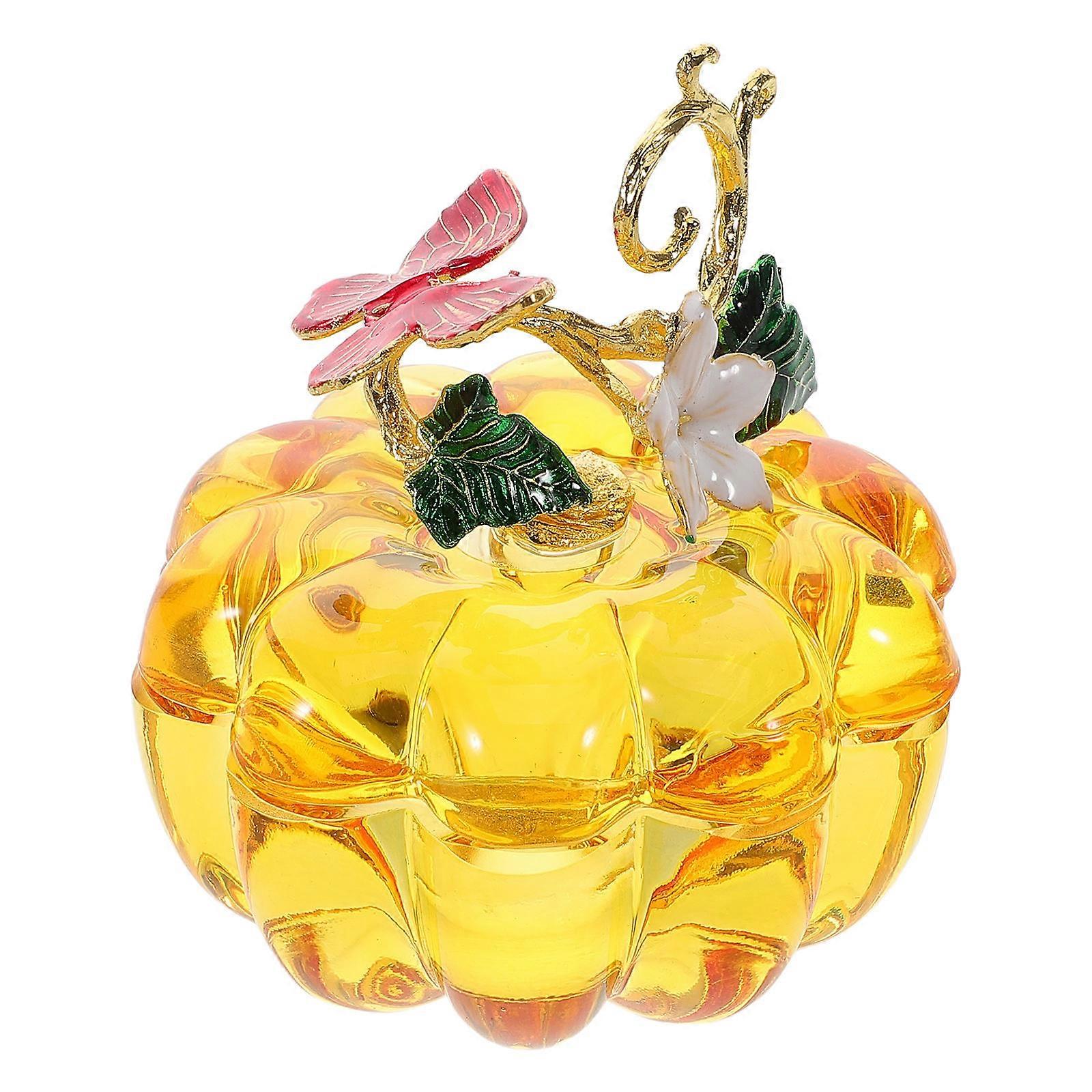 Pumpkin Shaped Glass Trinket Box for Jewelry Storage – Elegant, Decorative Ornament for Fall Harvest and Table Decor
