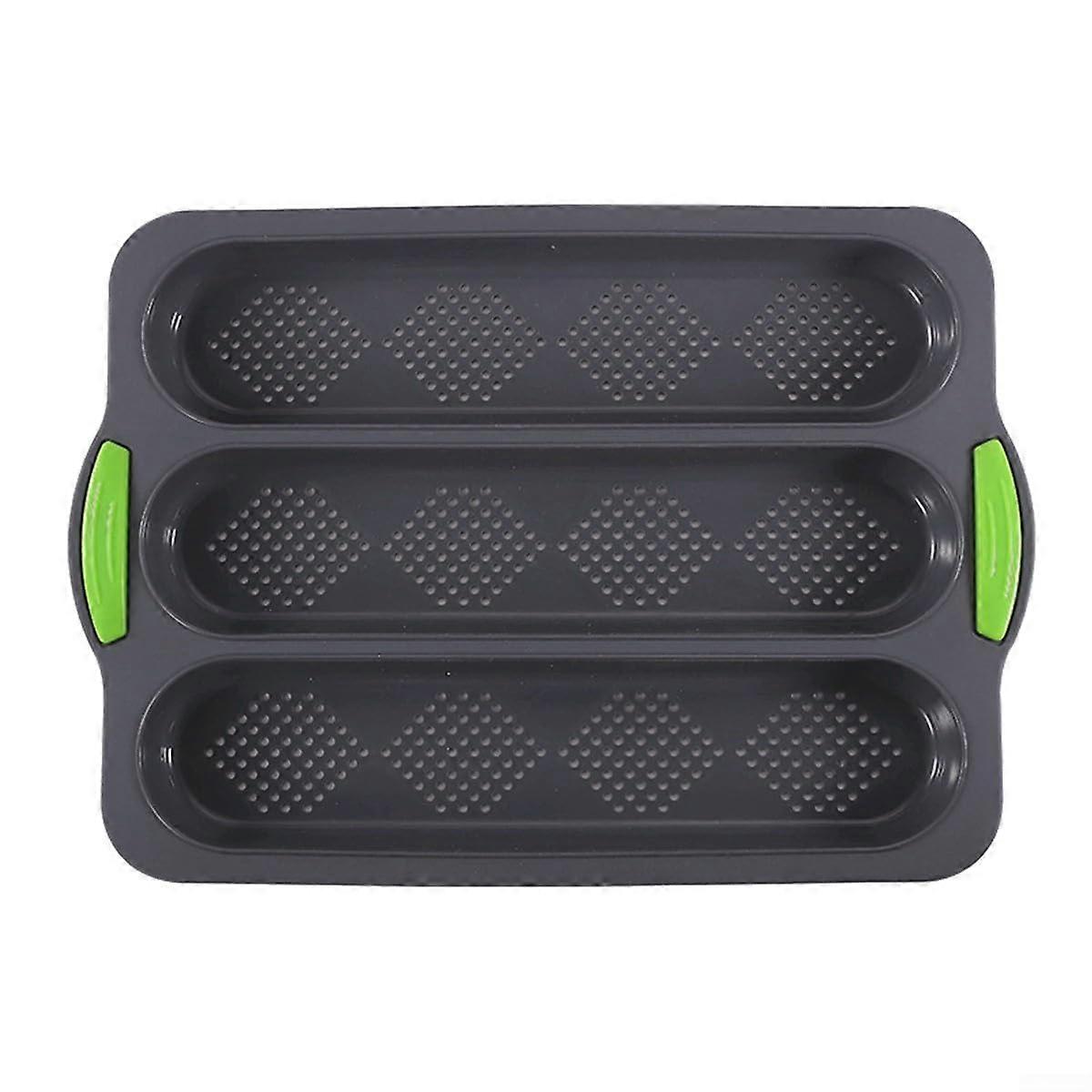 Baking Tray for French Bread, Silicone Material with Non Coating and Heat Distribution Holes (Grey G)